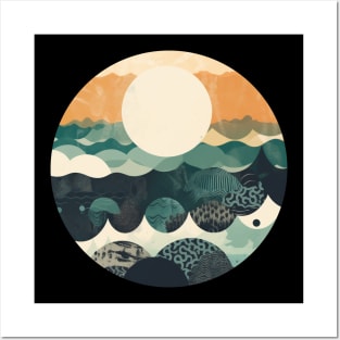 Hokusai Japanese Art Inspired Patterned Ocean Posters and Art